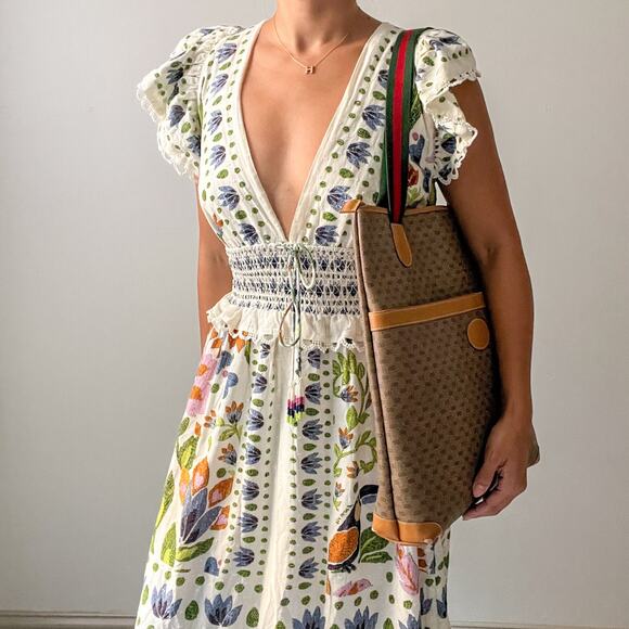 GUCCI Micro GG Sherry Line Canvas and Leather Tote - Picture 12 of 12